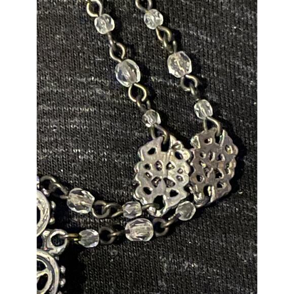 Victorian Crystal & Rhinestone Double Pendant Necklace - Picture 12 of 14